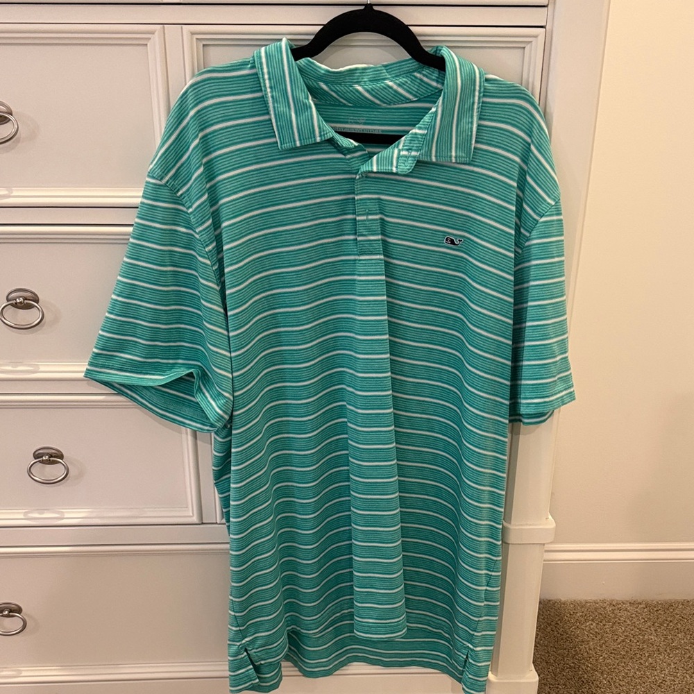 Vineyard Vines Green Striped Polo Shirt